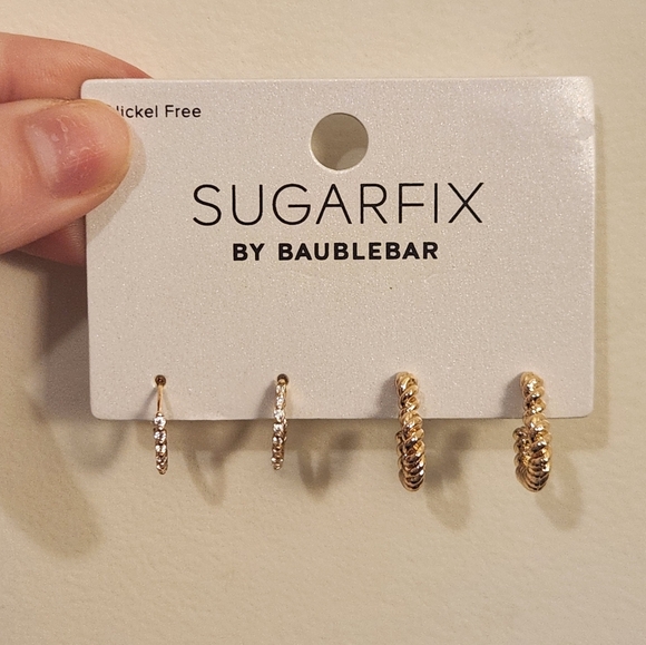SUGARFIX by BaubleBar Gold Silver Hoop Earrings Nickel Free - Picture 1 of 4